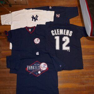 5 MENS XL MLB NEW YORK YANKEES ROGER CLEMENS LOGO VINTAGE RETRO BASEBALL T SHIRT